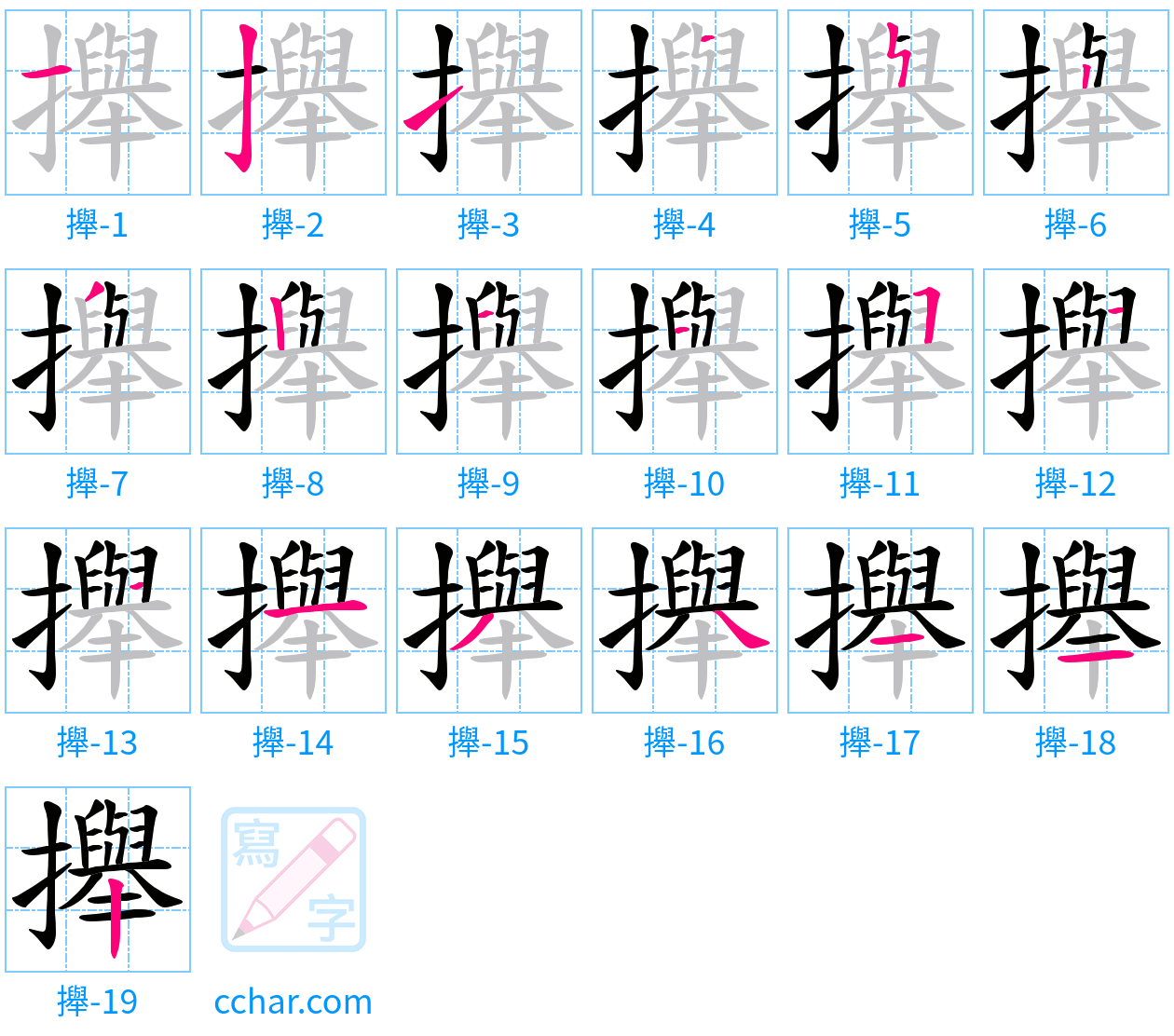 攑 stroke order step-by-step diagram