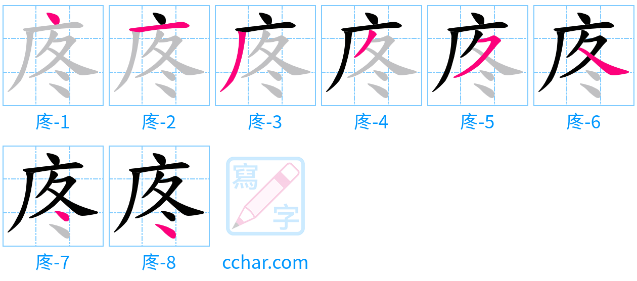 庝 stroke order step-by-step diagram