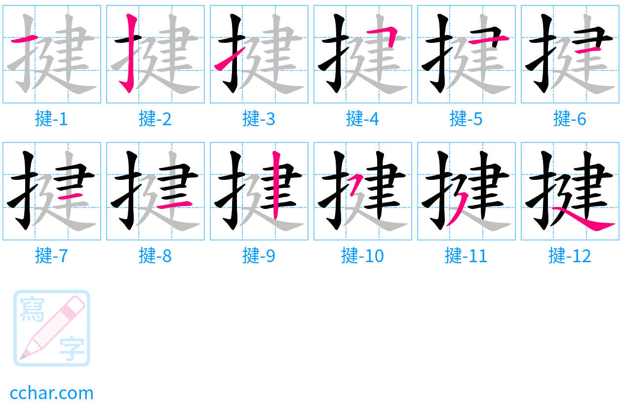 揵 stroke order step-by-step diagram