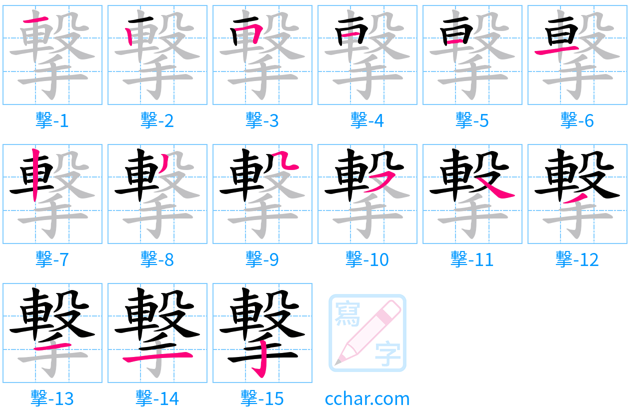 撃 stroke order step-by-step diagram