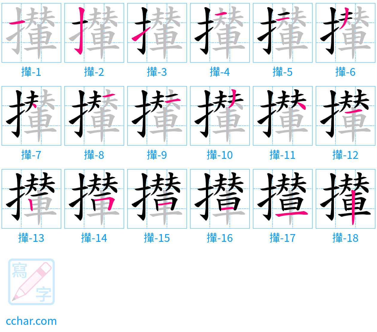 攆 stroke order step-by-step diagram