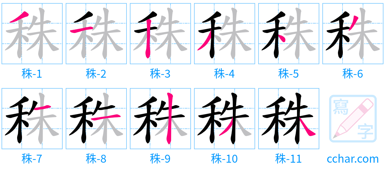 秼 stroke order step-by-step diagram