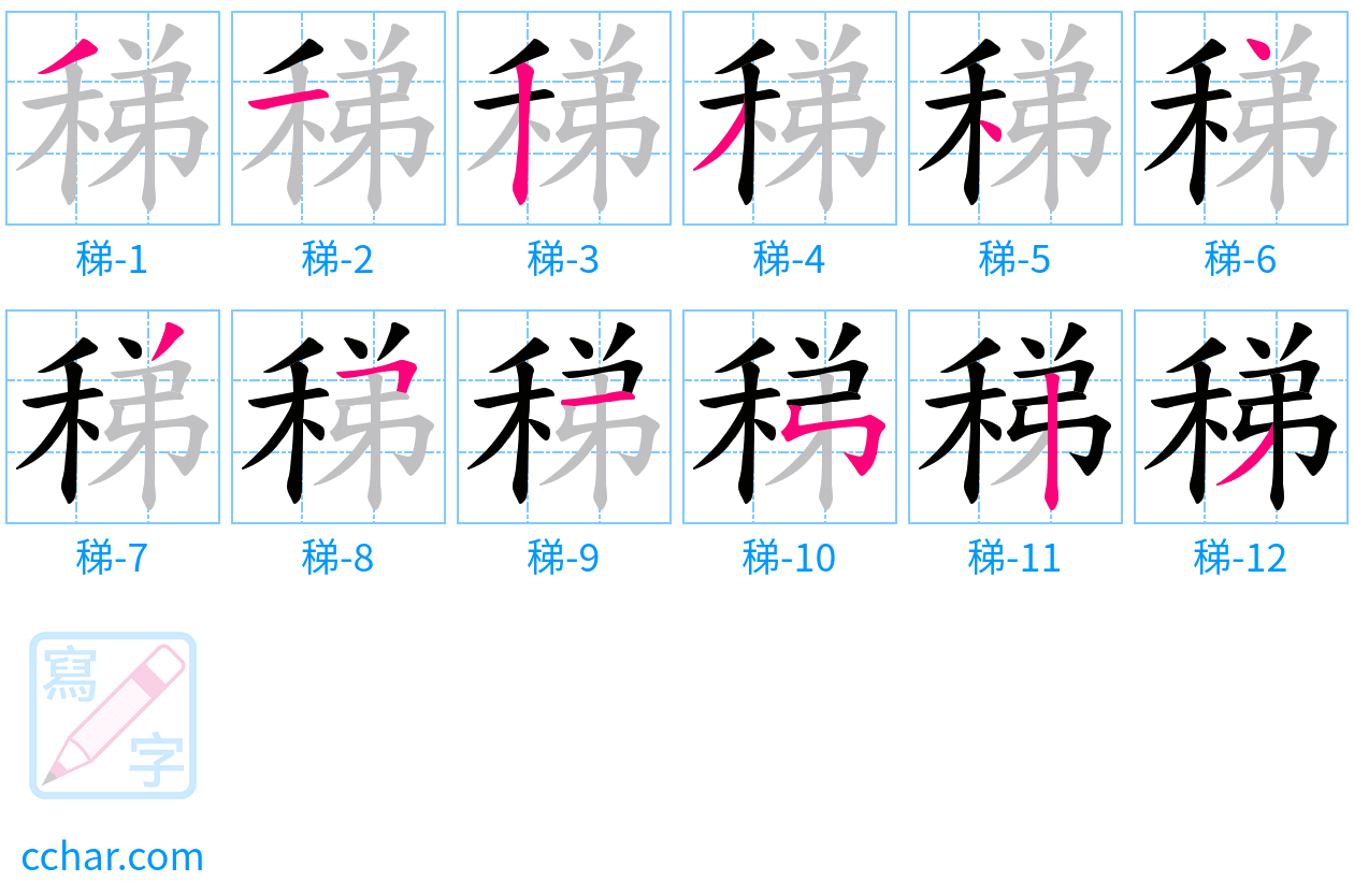 稊 stroke order step-by-step diagram