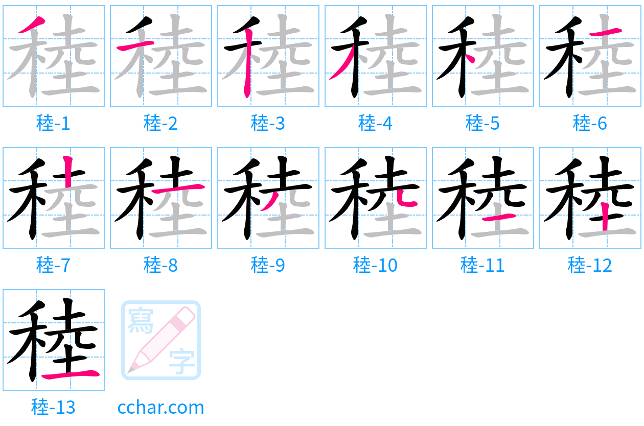 稑 stroke order step-by-step diagram