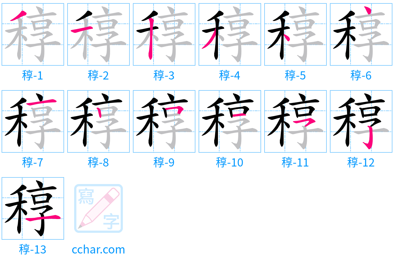 稕 stroke order step-by-step diagram