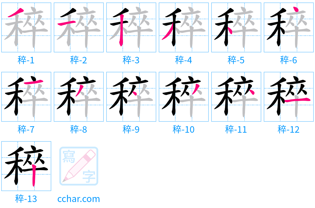 稡 stroke order step-by-step diagram