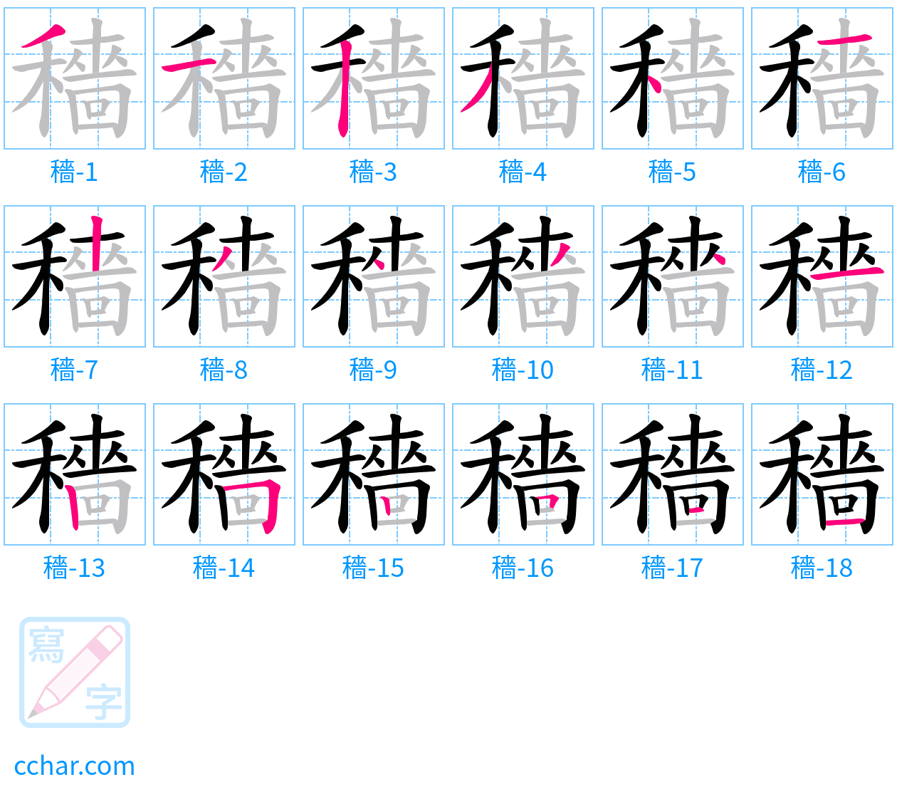 穡 stroke order step-by-step diagram