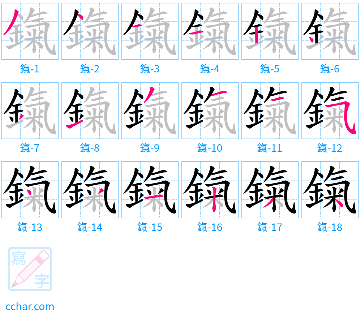 鎎 stroke order step-by-step diagram