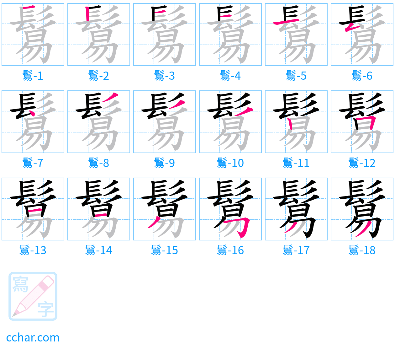 鬄 stroke order step-by-step diagram