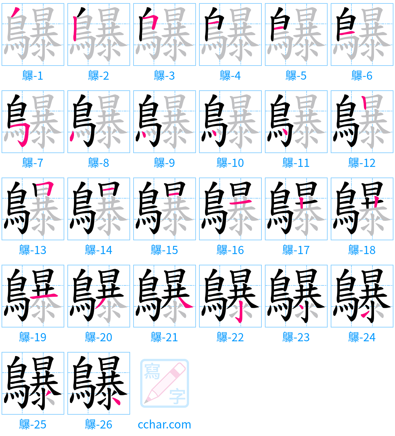 鸔 stroke order step-by-step diagram