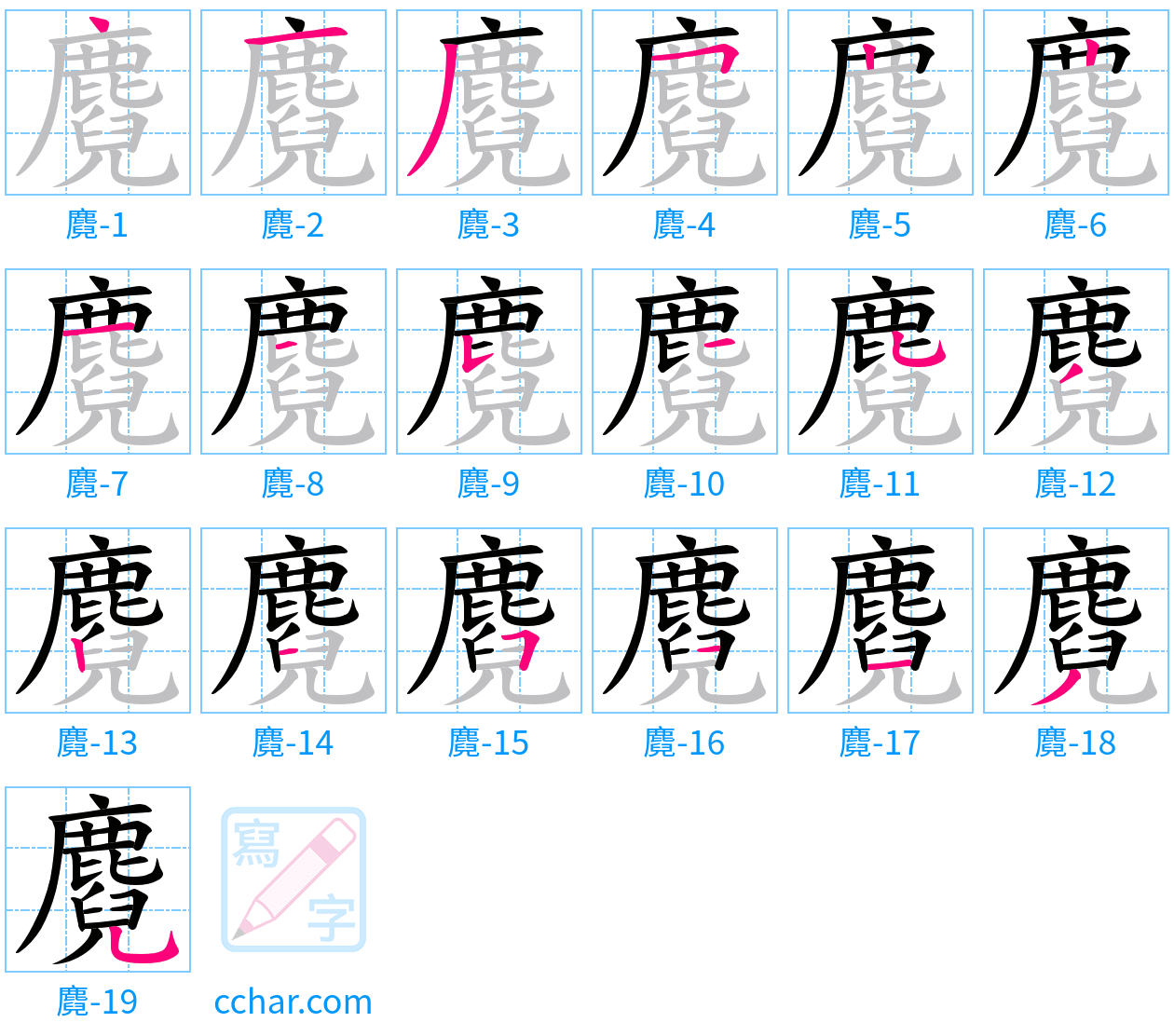 麑 stroke order step-by-step diagram