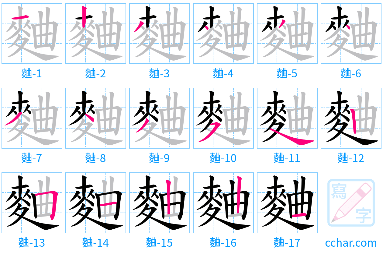 麯 stroke order step-by-step diagram
