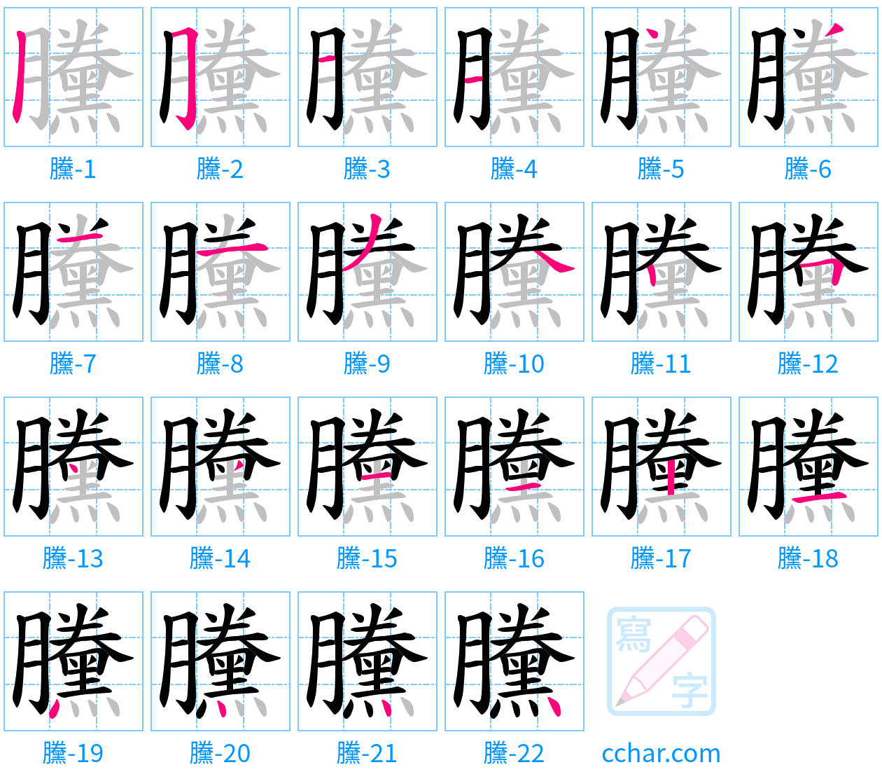 黱 stroke order step-by-step diagram