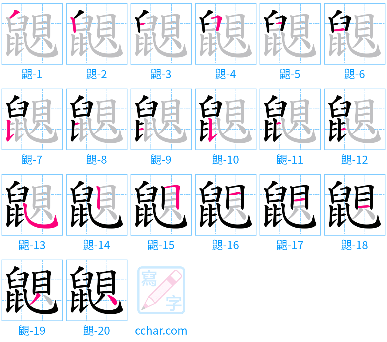 鼰 stroke order step-by-step diagram