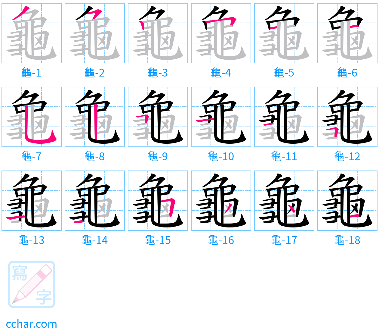 龜 stroke order step-by-step diagram